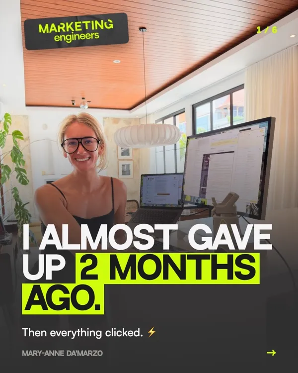 Mary-Anne at her desk: I almost gave up 2 months ago. Then everything clicked.